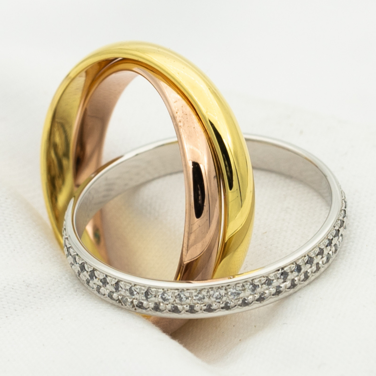 [Luxe Jewelry]TRINITY RING GOLD PINK GOLD SILVER DIAMONDS