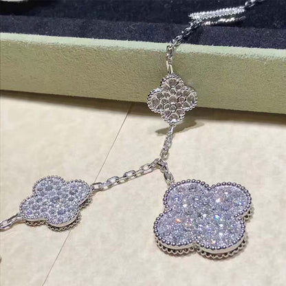 [Luxe Jewelry]CLOVER 6 MOTIFS SILVER DIAMOND BRACELET