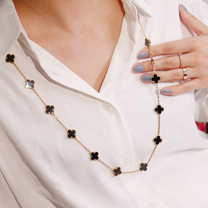 [Bijoux de luxe] TRÈFLE 20 MOTIFS ONYX OR ROSE