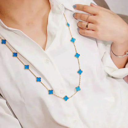 [Bijoux de luxe] TRÈFLE 20 MOTIFS TURQUOISE OR