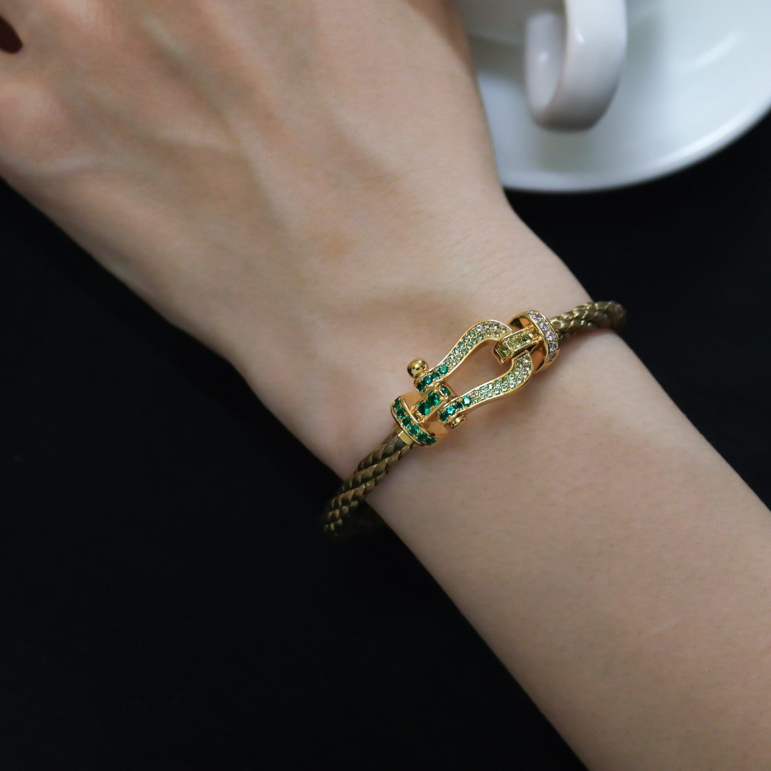 [Bijoux de luxe] FORCE 10 OR VERT PAVÉ DIAMANTS