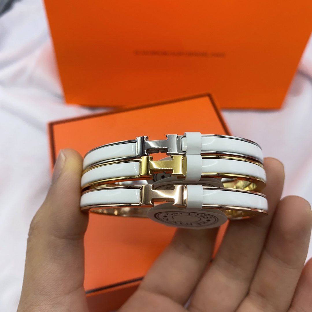 [Luxe Jewelry]CLASSIC HM CLIC WHITE 8MM ENAMEL BRACELET