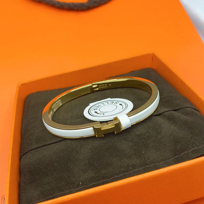 [Luxe Jewelry]CLASSIC HM CLIC WHITE 8MM ENAMEL BRACELET