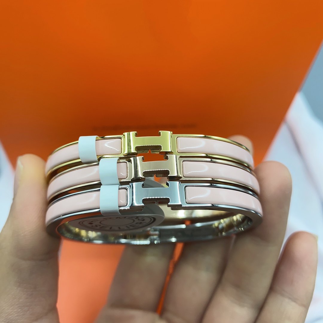[Bijoux de luxe] BRACELET CLASSIQUE HM CLIC ROSE ÉMAIL 8 MM