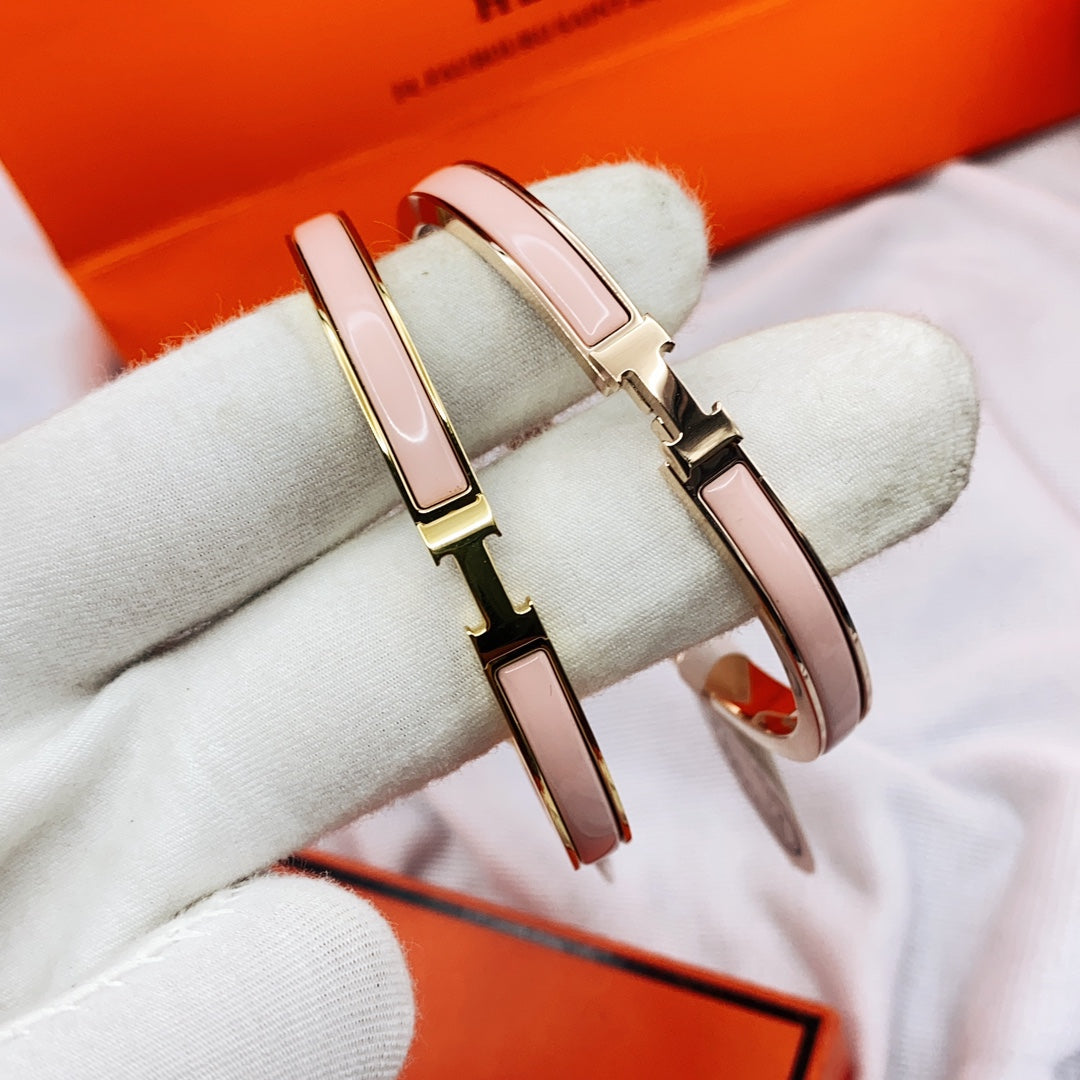 [Bijoux de luxe] BRACELET CLASSIQUE HM CLIC ROSE ÉMAIL 8 MM