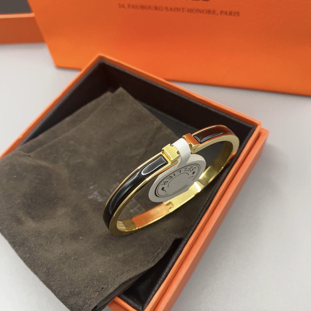 [Luxe Jewelry]CLASSIC HM CLIC BLACK 8MM ENAMEL BRACELET