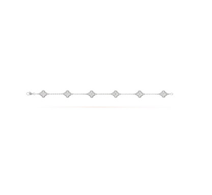 [Luxe Jewelry]CLOVER 6 MOTIF SILVER DIAMOND BRACELET