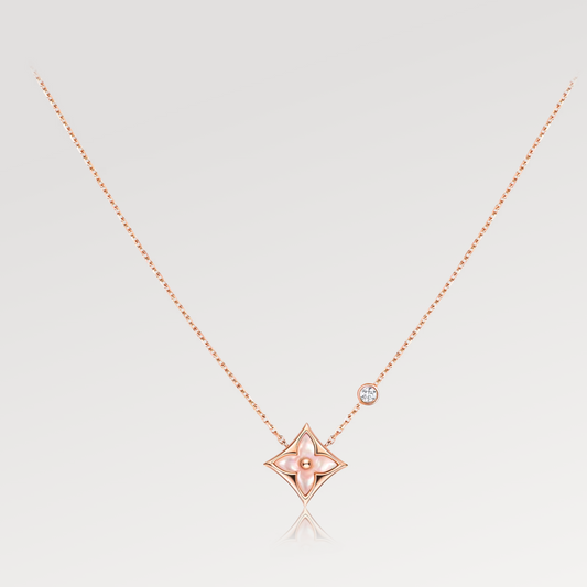 [Bijoux de luxe] Collier étoile en or rose avec 1 diamant