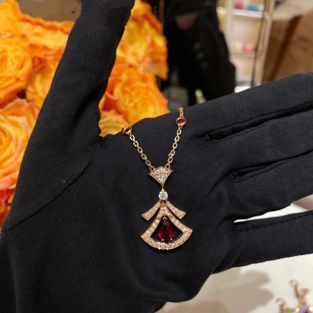 [Luxe Jewelry]DREAM NECKLACE CARNELIAN DIAMOND PINK GOLD