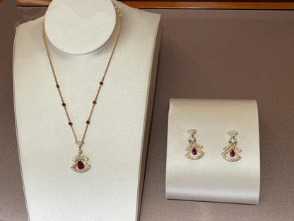 [Luxe Jewelry]DREAM NECKLACE CARNELIAN DIAMOND PINK GOLD