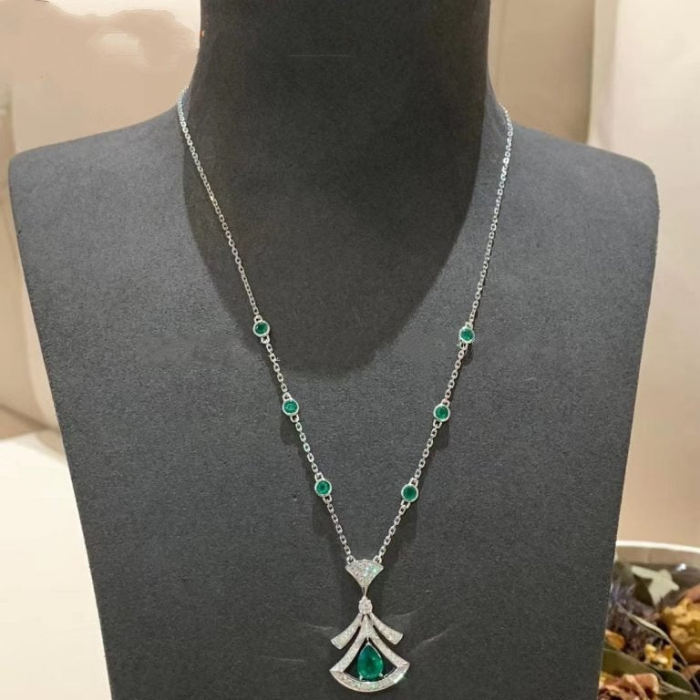 [Luxe Jewelry]DREAM NECKLACE MALACHITE DIAMOND SILVER