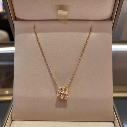 [Bijoux de luxe] Collier Serpenti en or rose avec double bague en diamant
