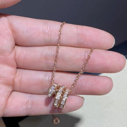 [Bijoux de luxe] Collier Serpenti en or rose avec double bague en diamant