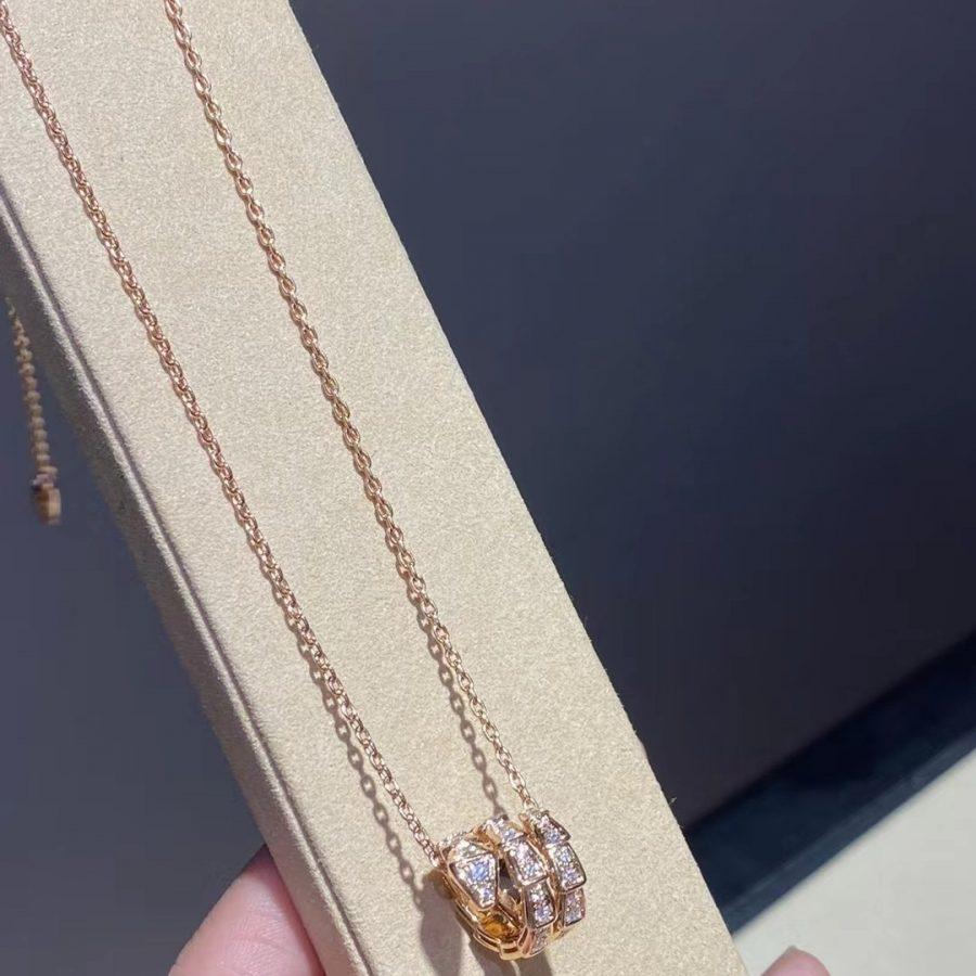 [Bijoux de luxe] Collier Serpenti en or rose avec double bague en diamant