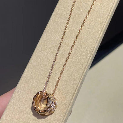 [Bijoux de luxe] Collier Serpenti en or rose avec double bague en diamant