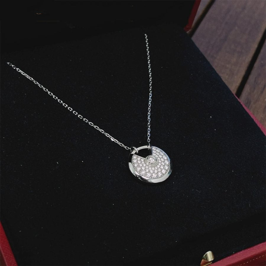 [Luxe Jewelry]AMULETTE SILVER FULL DIAMOND NECKLACE