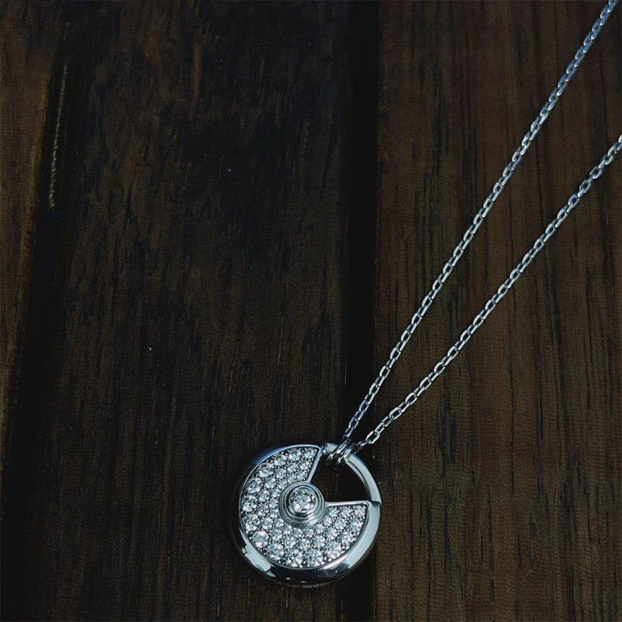 [Luxe Jewelry]AMULETTE SILVER FULL DIAMOND NECKLACE