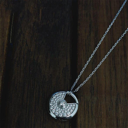[Luxe Jewelry]AMULETTE SILVER FULL DIAMOND NECKLACE