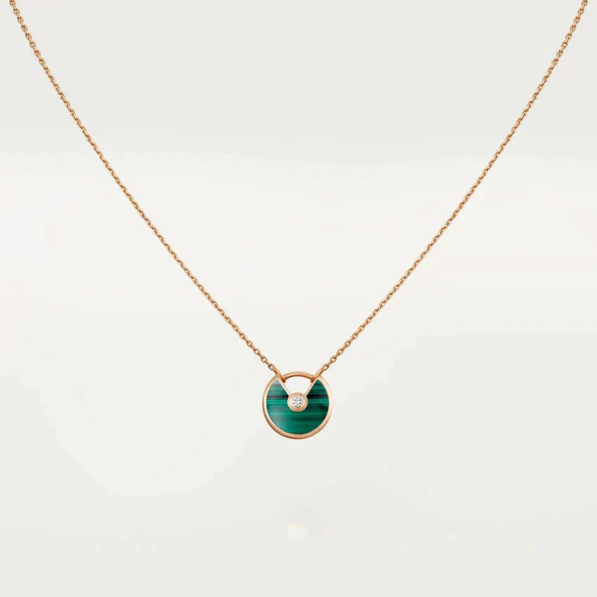 [Luxe Jewelry]AMULETTE ROSE GOLD MALACHITE NECKLACE
