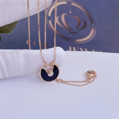 [Luxe Jewelry]AMULETTE ROSE GOLD ONYX NECKLACE