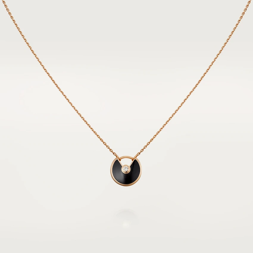 [Luxe Jewelry]AMULETTE ROSE GOLD ONYX NECKLACE