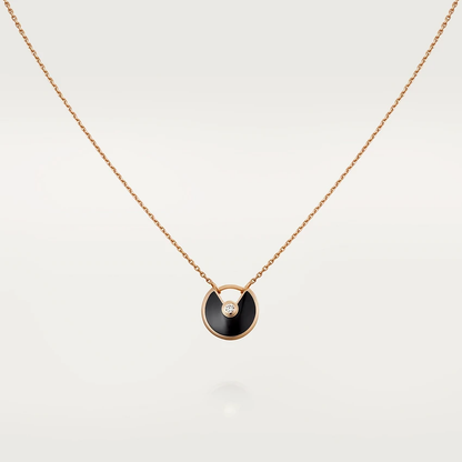 [Luxe Jewelry]AMULETTE ROSE GOLD ONYX NECKLACE