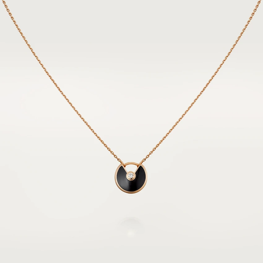 [Luxe Jewelry]AMULETTE ROSE GOLD ONYX NECKLACE