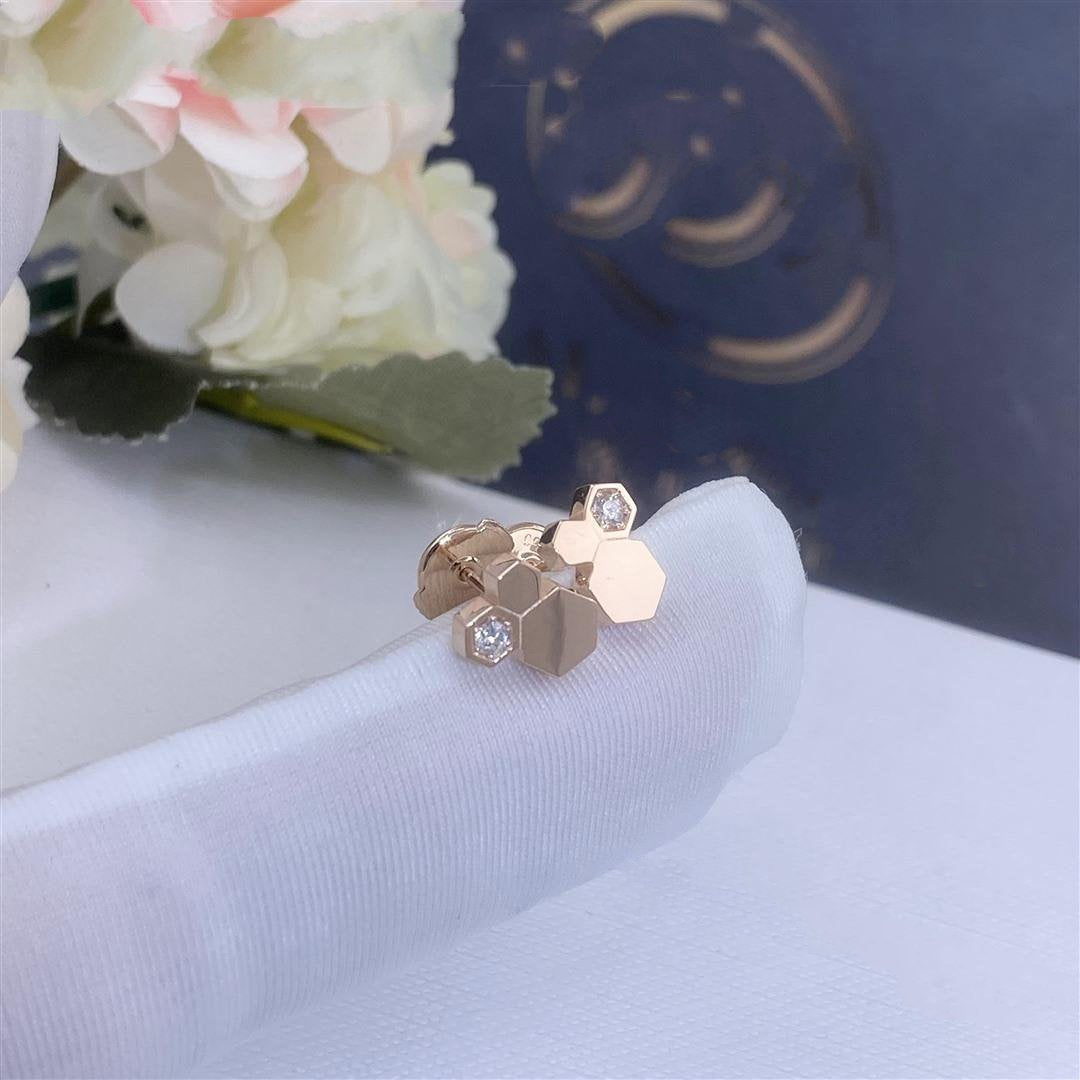 [Bijoux de luxe]Boucles d'oreilles en or rose et diamants Bee Love