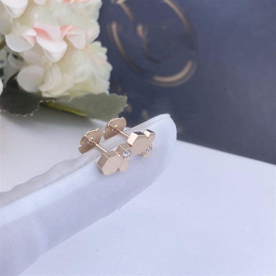 [Bijoux de luxe]Boucles d'oreilles en or rose et diamants Bee Love