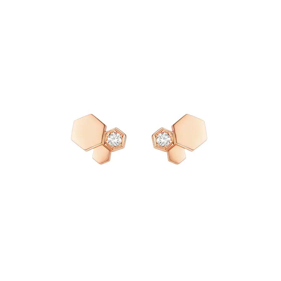 [Bijoux de luxe]Boucles d'oreilles en or rose et diamants Bee Love