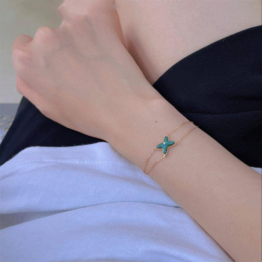[Luxe Jewelry]JEUX BRACELET MALACHITE PINK GOLD 1 DIAMOND