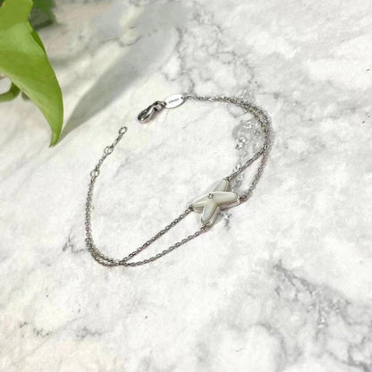[Luxe Jewelry]JEUX BRACELET WHITE MOP SILVER 1 DIAMOND