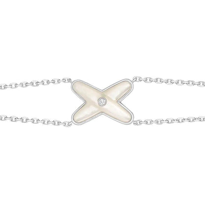 [Luxe Jewelry]JEUX BRACELET WHITE MOP SILVER 1 DIAMOND