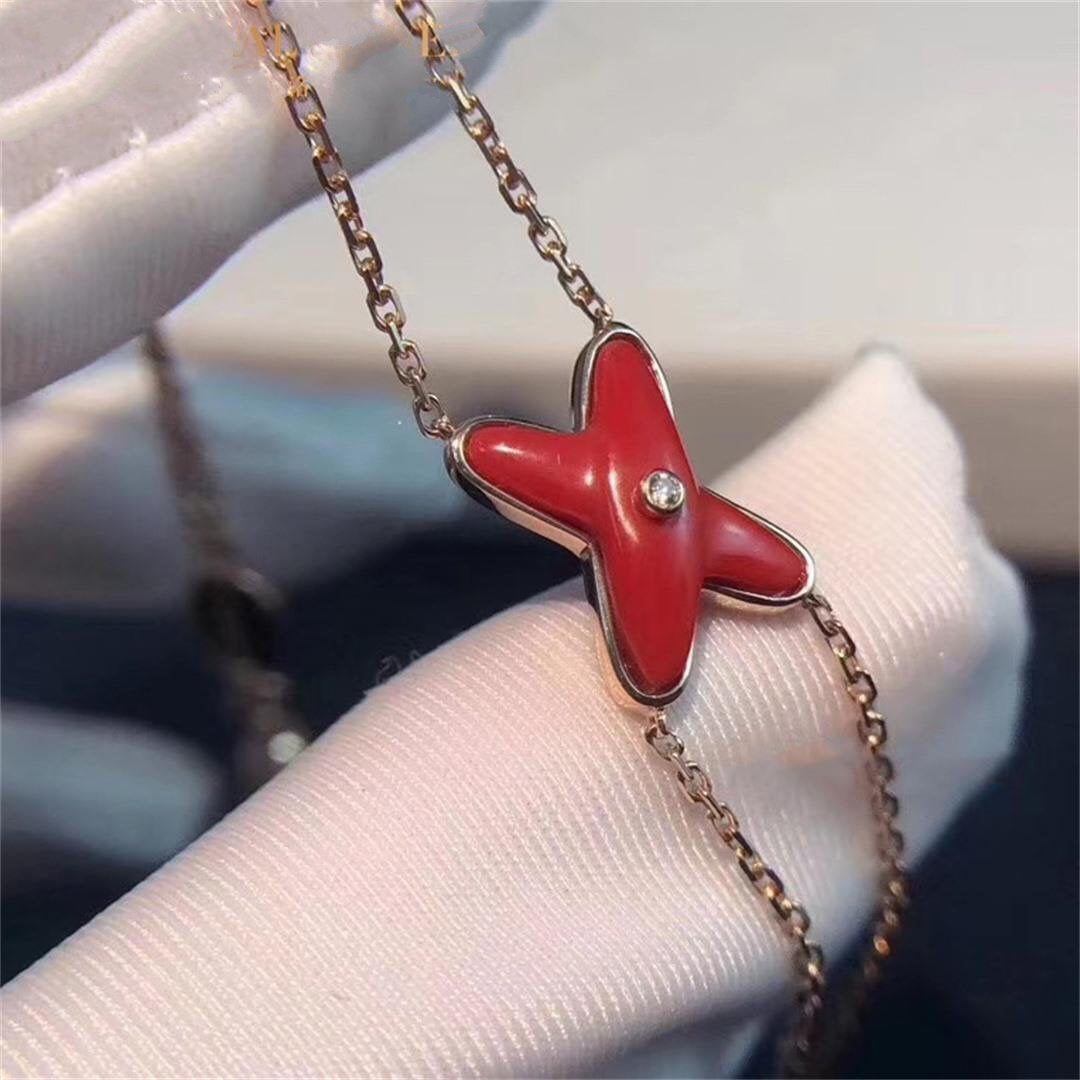 [Luxe Jewelry]JEUX BRACELET CARNELIAN PINK GOLD 1 DIAMOND