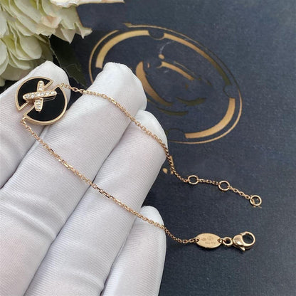 [Bijoux de luxe]JEUX DE BRACELET ONYX OR ROSE DIAMANT
