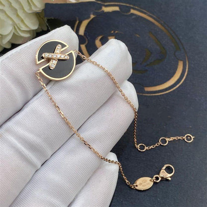 [Bijoux de luxe]JEUX DE BRACELET ONYX OR ROSE DIAMANT