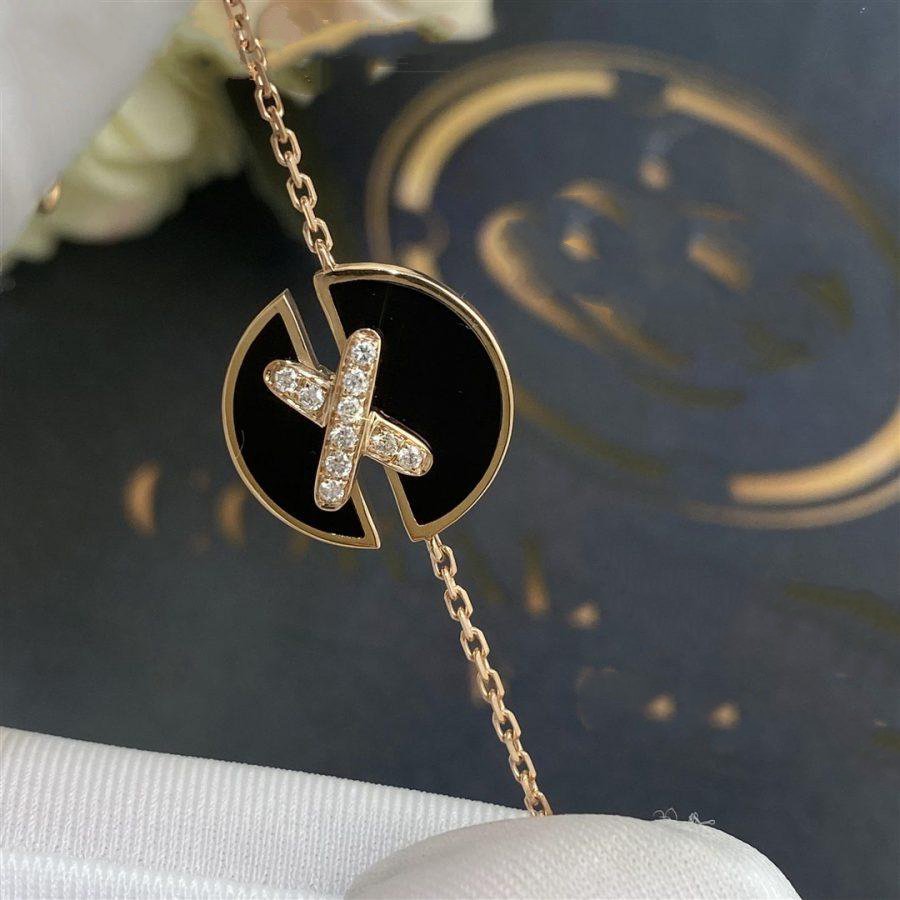 [Bijoux de luxe]JEUX DE BRACELET ONYX OR ROSE DIAMANT