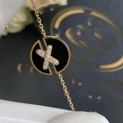 [Bijoux de luxe]JEUX DE BRACELET ONYX OR ROSE DIAMANT