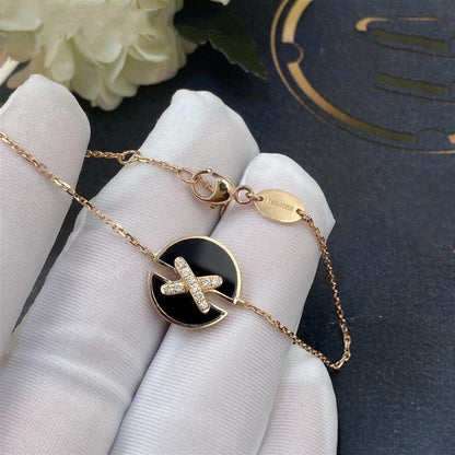 [Bijoux de luxe]JEUX DE BRACELET ONYX OR ROSE DIAMANT