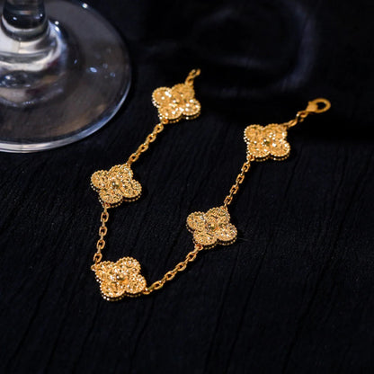[Luxe Jewelry]CLOVER 5 MOTIFS BRONZING BRACELET