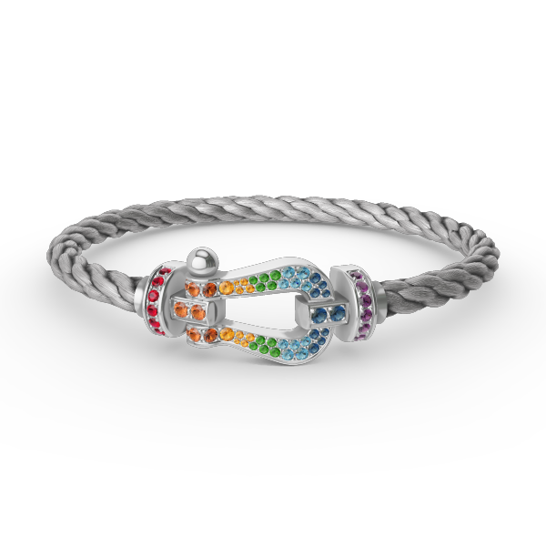 [Bijoux de luxe] FORC GRAND BRACELET DIAMANT COLORÉ FER À CHEVAL ARGENT