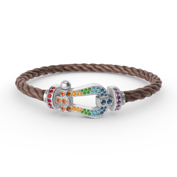 [Bijoux de luxe] FORC GRAND BRACELET DIAMANT COLORÉ FER À CHEVAL ARGENT