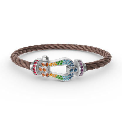 [Bijoux de luxe] FORC GRAND BRACELET DIAMANT COLORÉ FER À CHEVAL ARGENT