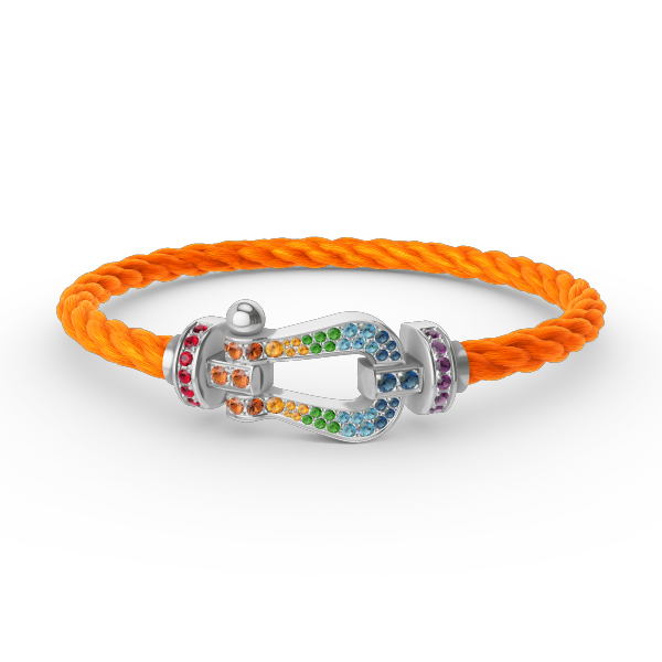 [Bijoux de luxe] FORC GRAND BRACELET DIAMANT COLORÉ FER À CHEVAL ARGENT