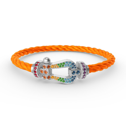 [Bijoux de luxe] FORC GRAND BRACELET DIAMANT COLORÉ FER À CHEVAL ARGENT