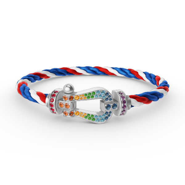 [Bijoux de luxe] FORC GRAND BRACELET DIAMANT COLORÉ FER À CHEVAL ARGENT