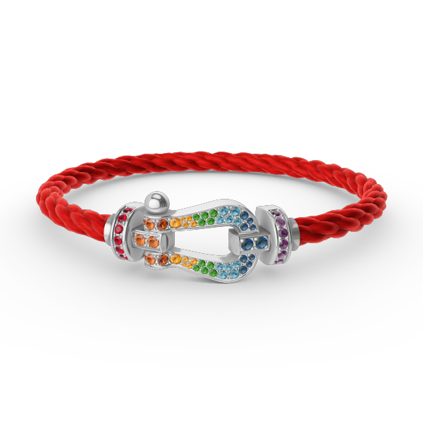 [Bijoux de luxe] FORC GRAND BRACELET DIAMANT COLORÉ FER À CHEVAL ARGENT