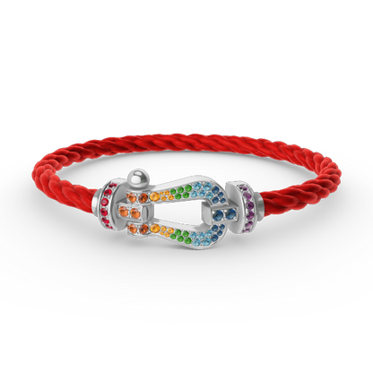 [Bijoux de luxe] FORC GRAND BRACELET DIAMANT COLORÉ FER À CHEVAL ARGENT