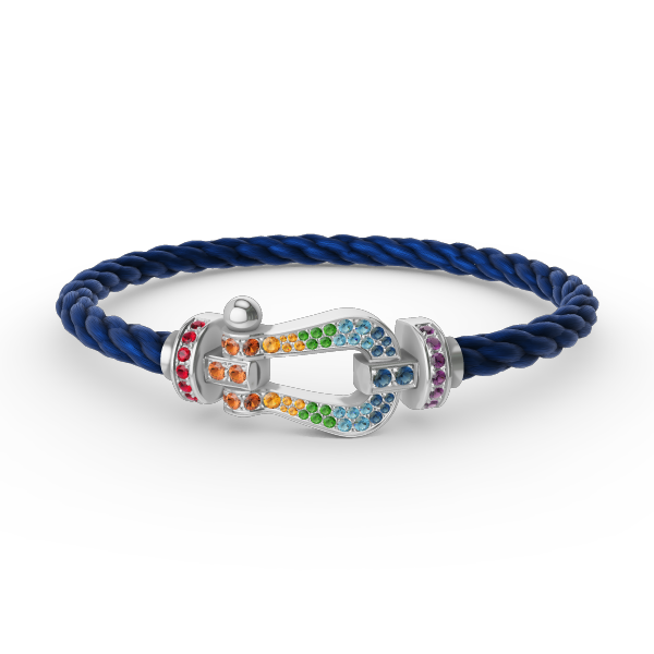[Bijoux de luxe] FORC GRAND BRACELET DIAMANT COLORÉ FER À CHEVAL ARGENT