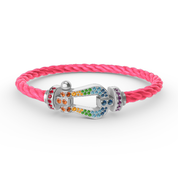 [Bijoux de luxe] FORC GRAND BRACELET DIAMANT COLORÉ FER À CHEVAL ARGENT